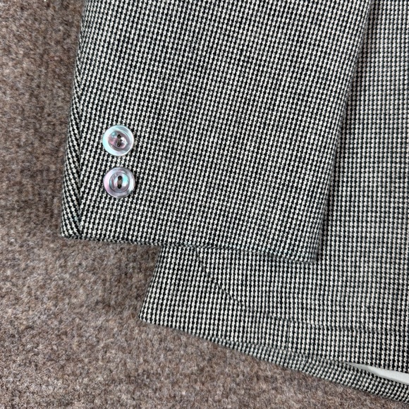 Vintage Mini Houndstooth Double Breasted Collarless Blazer Jacket Womens L Retro - Picture 3 of 14